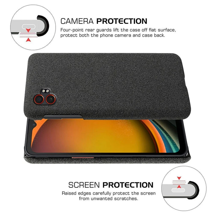 For Samsung Galaxy XCover7 Pro Phone Case Cloth Texture Anti-Scratch Protective PC Back Cover - Black - 5
