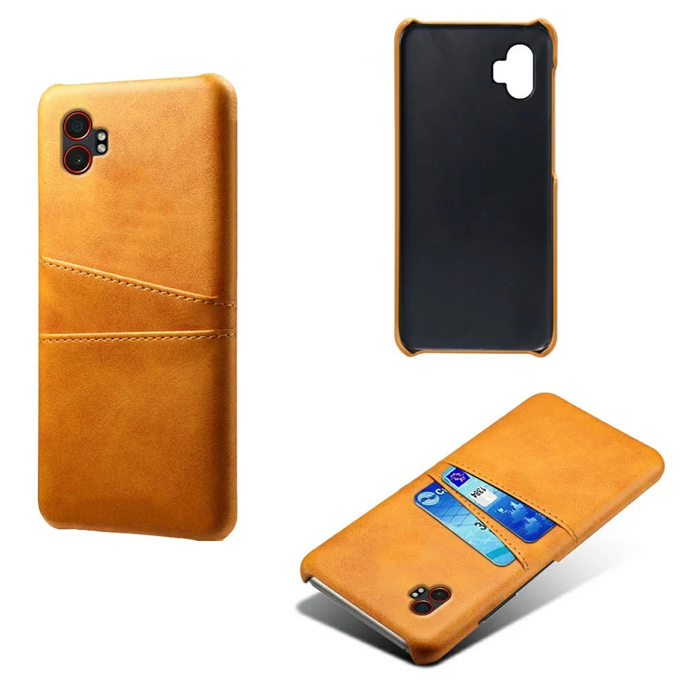 For Samsung Galaxy XCover7 Pro Case Dual Card Slots PU Leather + Hard PC Phone Cover - Orange - 2