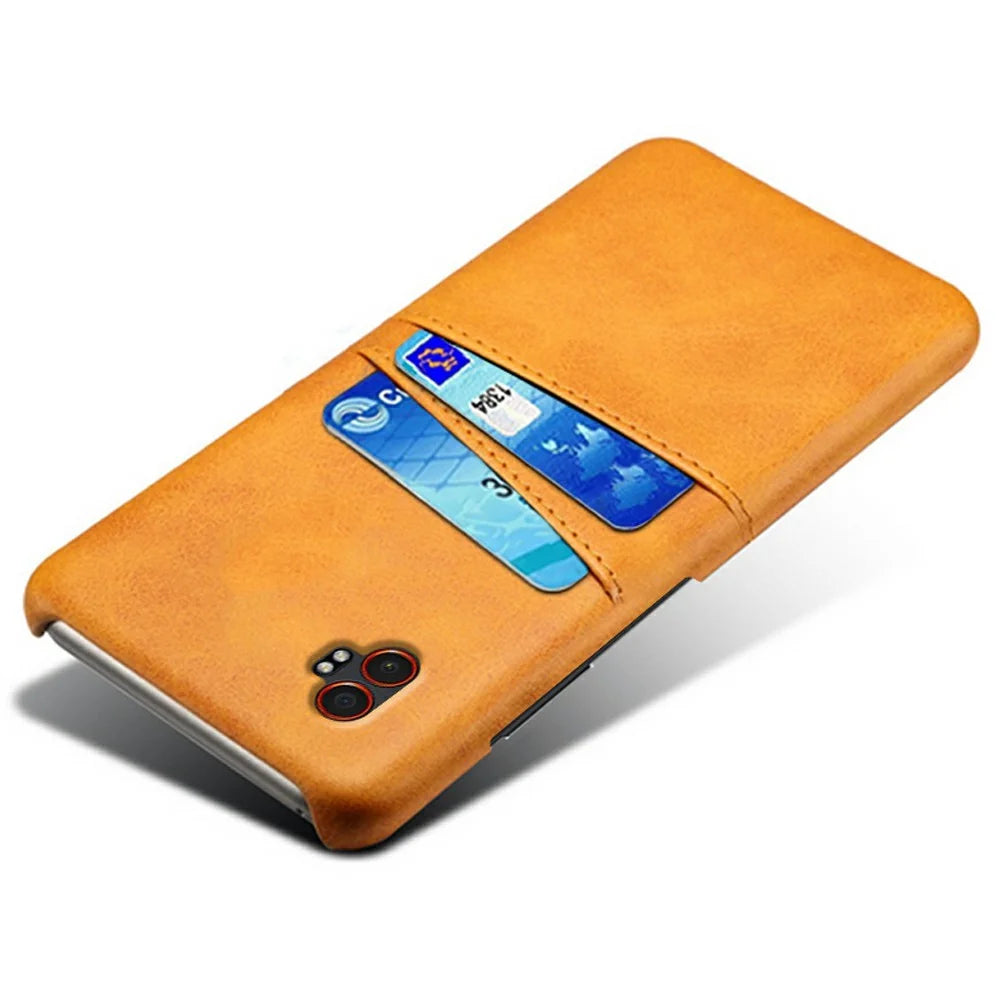 For Samsung Galaxy XCover7 Pro Case Dual Card Slots PU Leather + Hard PC Phone Cover - Orange - 3