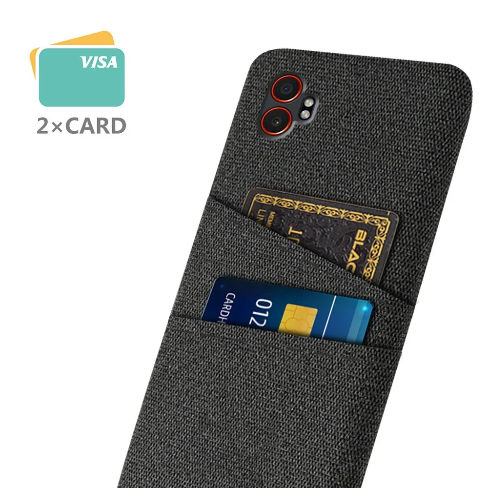 For Samsung Galaxy XCover7 Pro Case Cloth + Hard PC Phone Cover with Dual Card Slots - Black - 2