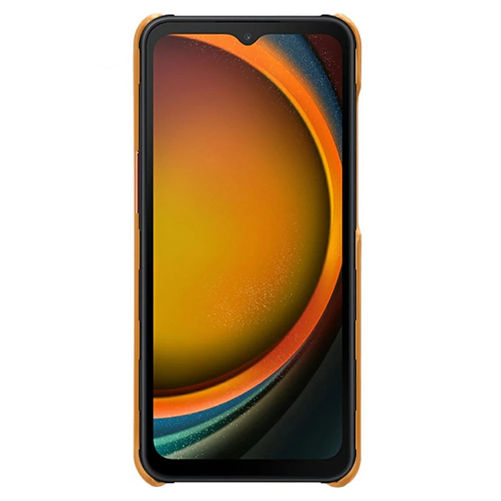 For Samsung Galaxy XCover7 Pro Case Calf Texture PU Leather Hard PC Protective Phone Cover - Orange - 4