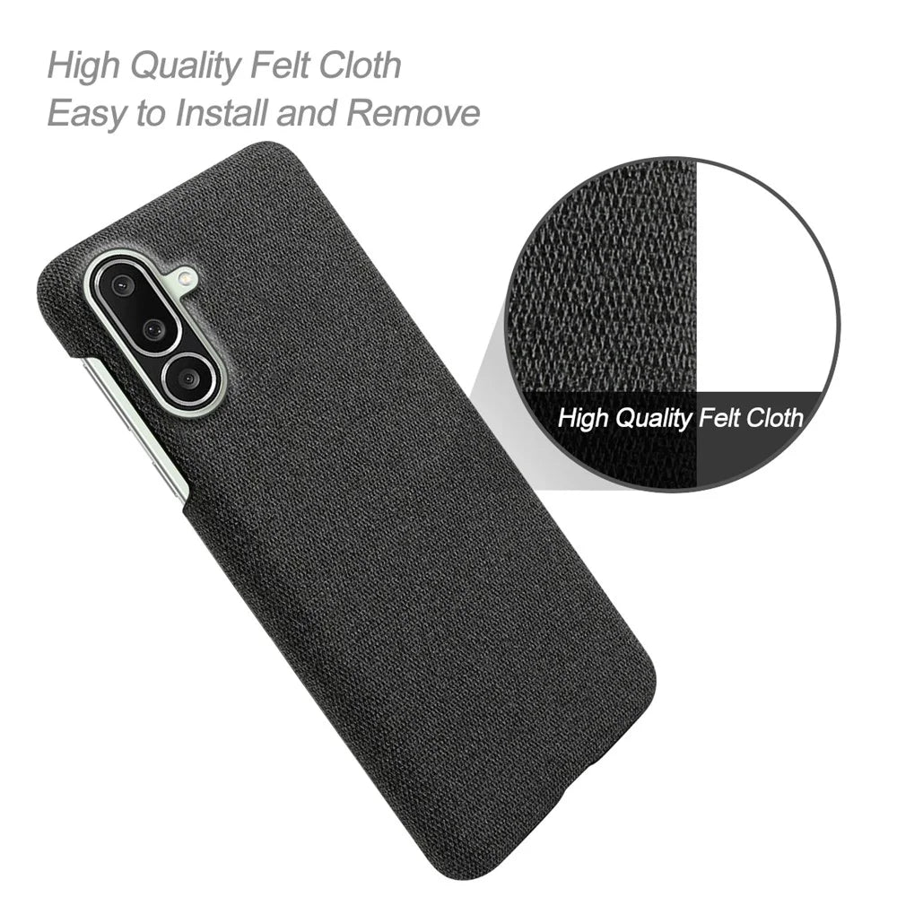 For Samsung Galaxy M56 5G Phone Case Cloth Texture Anti-Scratch Protective PC Back Cover - Black - 4