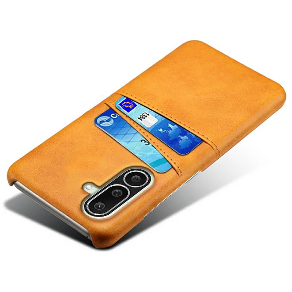 For Samsung Galaxy M56 5G Case Dual Card Slots PU Leather + Hard PC Phone Cover - Orange - 3