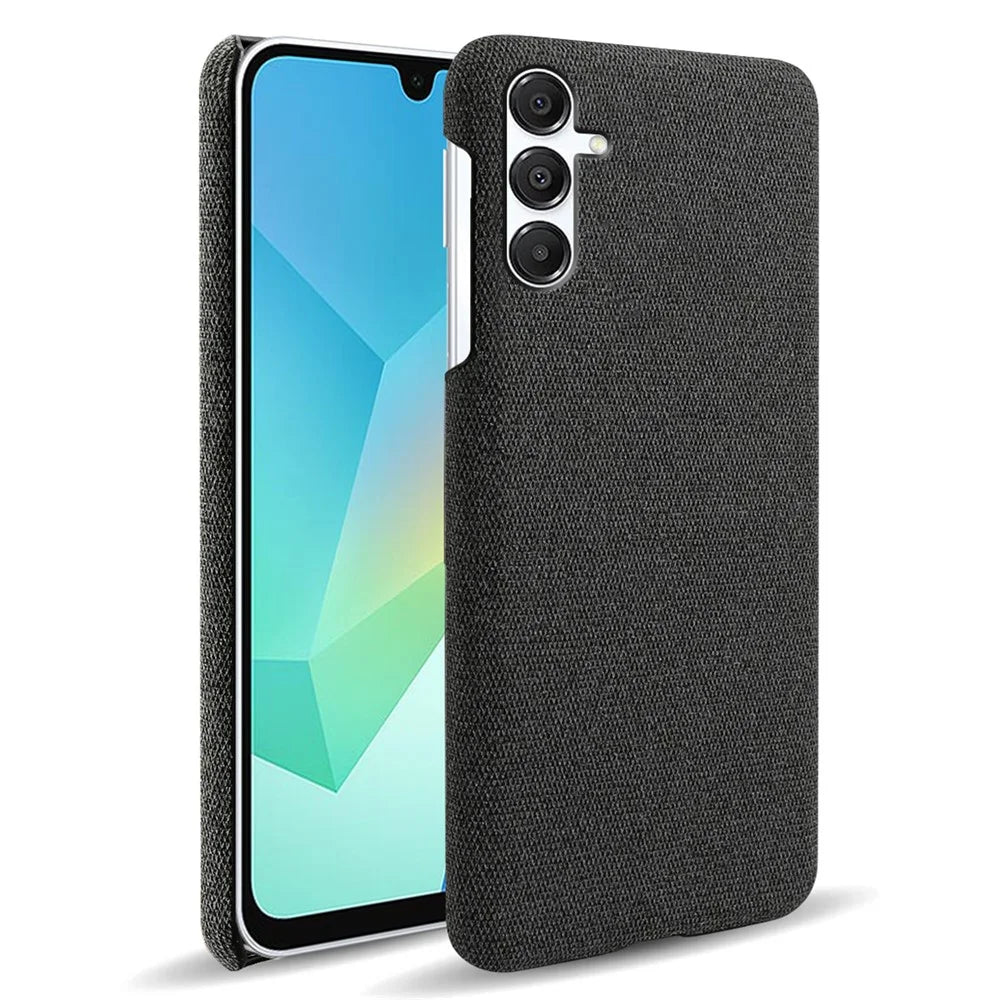 For Samsung Galaxy A18 5G / A18 4G / A17 5G / A17 4G Phone Case Cloth Texture Anti-Scratch Protective PC Back Cover - Black - 1