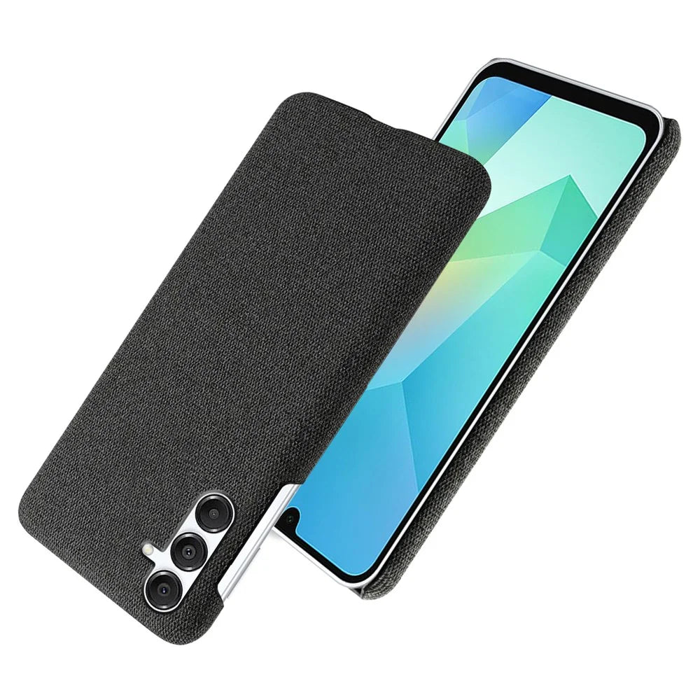 For Samsung Galaxy A18 5G / A18 4G / A17 5G / A17 4G Phone Case Cloth Texture Anti-Scratch Protective PC Back Cover - Black - 2
