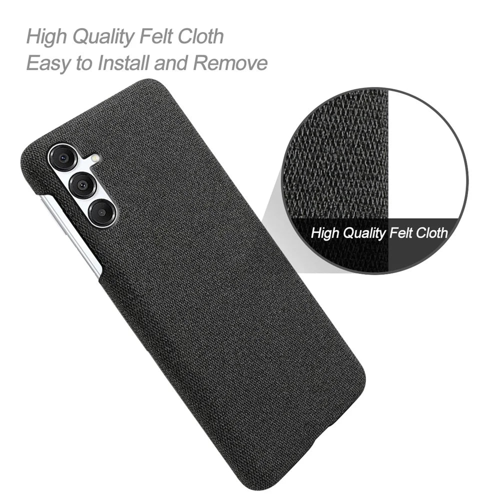 For Samsung Galaxy A18 5G / A18 4G / A17 5G / A17 4G Phone Case Cloth Texture Anti-Scratch Protective PC Back Cover - Black - 4