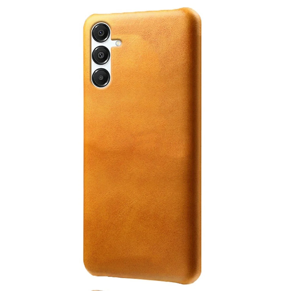 For Samsung Galaxy A18 5G / A18 4G / A17 5G / A17 4G Case Calf Texture PU Leather Hard PC Protective Phone Cover - Orange - 1