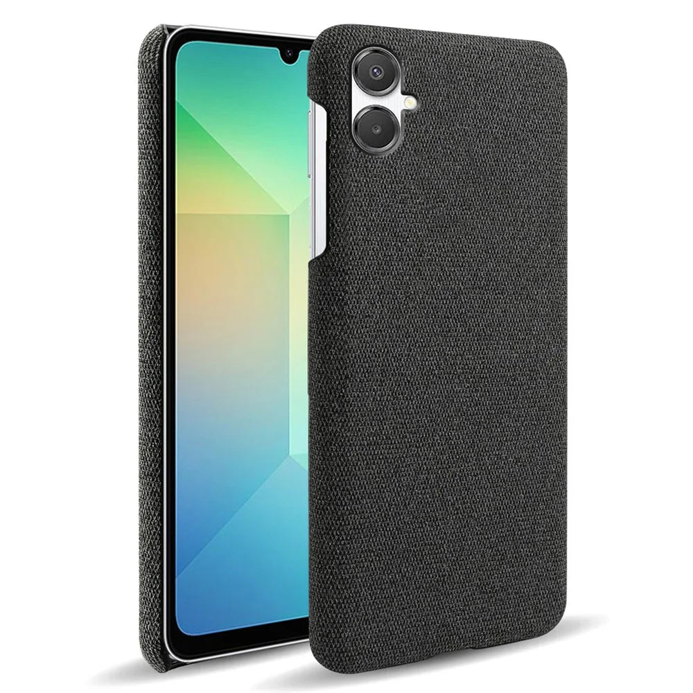 For Samsung Galaxy A07 4G Phone Case Cloth Texture Anti-Scratch Protective PC Back Cover - Black - 1