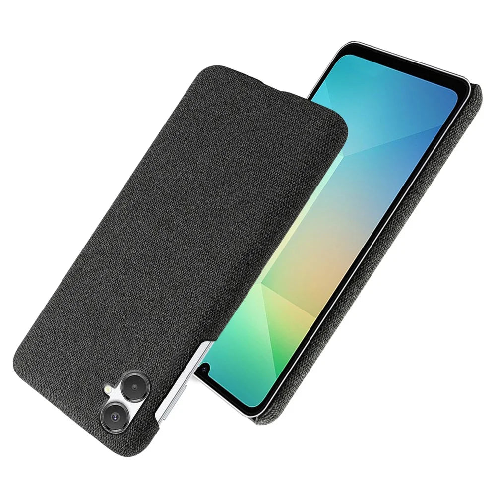 For Samsung Galaxy A07 4G Phone Case Cloth Texture Anti-Scratch Protective PC Back Cover - Black - 2