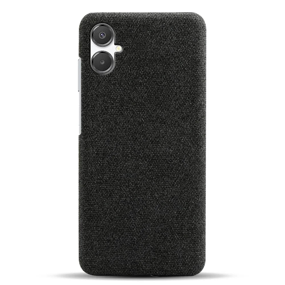 For Samsung Galaxy A07 4G Phone Case Cloth Texture Anti-Scratch Protective PC Back Cover - Black - 3
