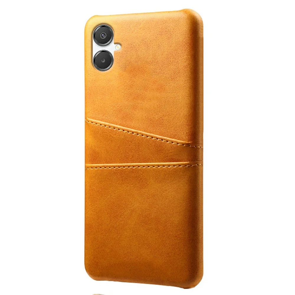 For Samsung Galaxy A07 4G Case Dual Card Slots PU Leather + Hard PC Phone Cover - Orange - 1