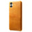 For Samsung Galaxy A07 4G Case Calf Texture PU Leather Hard PC Protective Phone Cover - Orange - 1