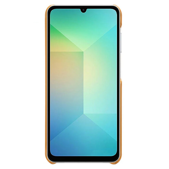 For Samsung Galaxy A07 4G Case Calf Texture PU Leather Hard PC Protective Phone Cover - Orange - 4