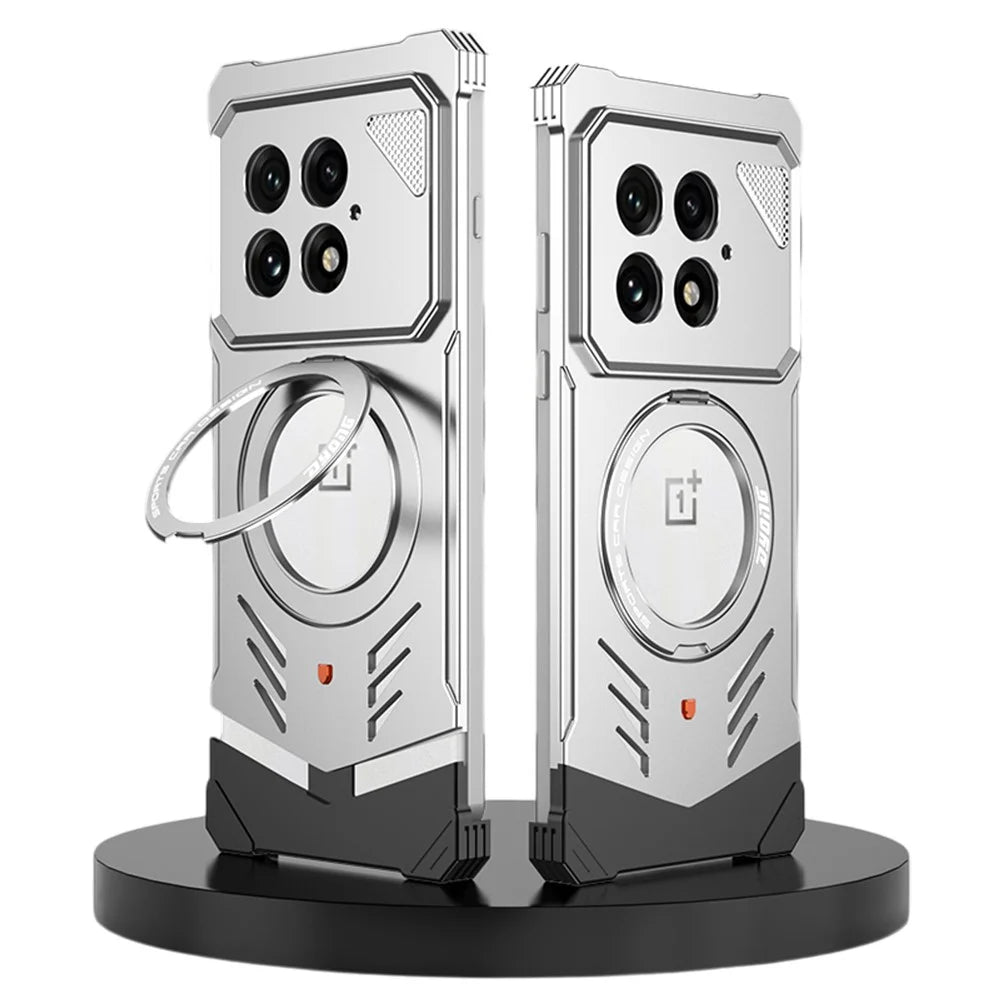 DYONG For OnePlus 13 Metal Case Frameless Hollow Heat Dissipation Phone Cover with Kickstand - Silver - 1