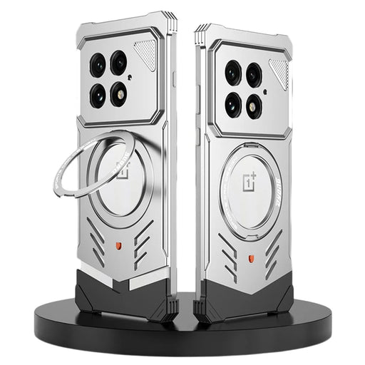 DYONG For OnePlus 13 Metal Case Frameless Hollow Heat Dissipation Phone Cover with Kickstand - Silver - 1