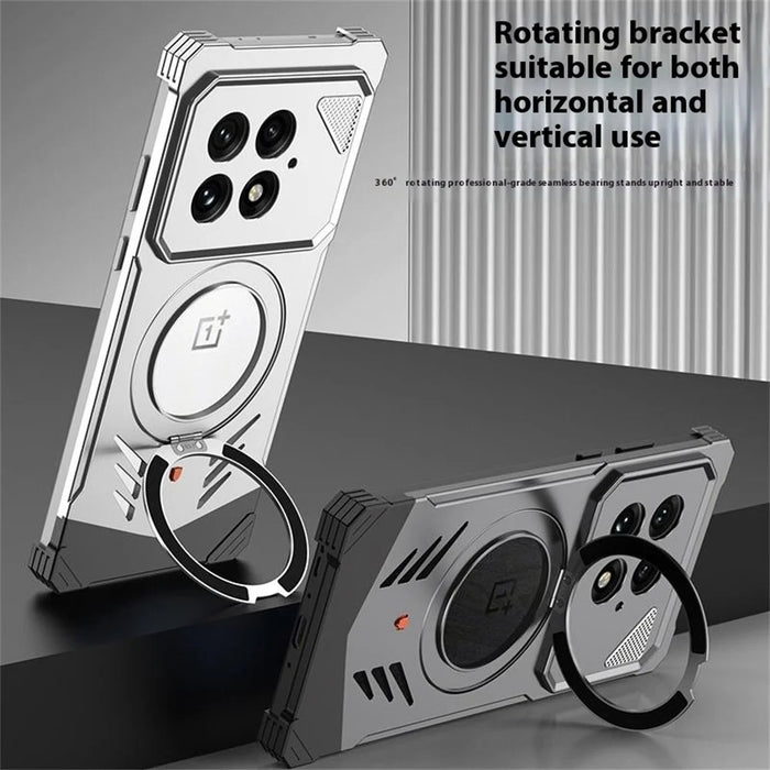 DYONG For OnePlus 13 Metal Case Frameless Hollow Heat Dissipation Phone Cover with Kickstand - Silver - 5
