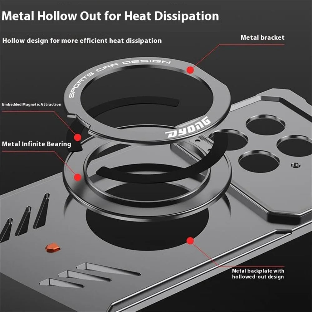 DYONG For OnePlus 13 Metal Case Frameless Hollow Heat Dissipation Phone Cover with Kickstand - Silver - 6