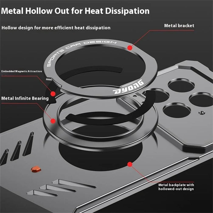 DYONG For OnePlus 13 Metal Case Frameless Hollow Heat Dissipation Phone Cover with Kickstand - Silver - 6