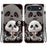 For iPhone Air Leather Case Stand Wallet Pattern Printing Phone Cover with Wrist Strap - Milk Tea Panda - 1