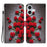 For iPhone 16 Plus Leather Case Stand Wallet Pattern Printing Phone Cover with Wrist Strap - Red Rose - 1