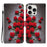 For iPhone 16 Pro Max Leather Case Stand Wallet Pattern Printing Phone Cover with Wrist Strap - Red Rose - 1