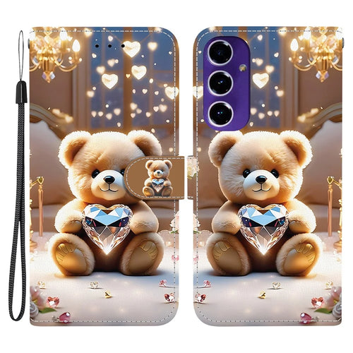 For Samsung Galaxy A18 5G / A17 5G / A17 4G / A26 5G Leather Case Stand Wallet Pattern Printing Phone Cover with Wrist Strap - Diamond Bear - 1