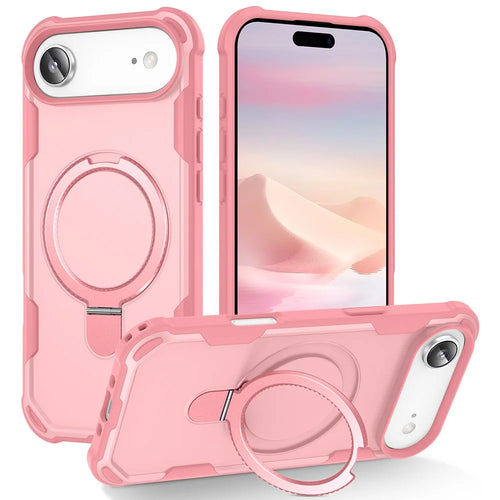 For iPhone Air Case Compatible with MagSafe Kickstand TPU + PC Shockproof Phone Back Cover - Pink - 1