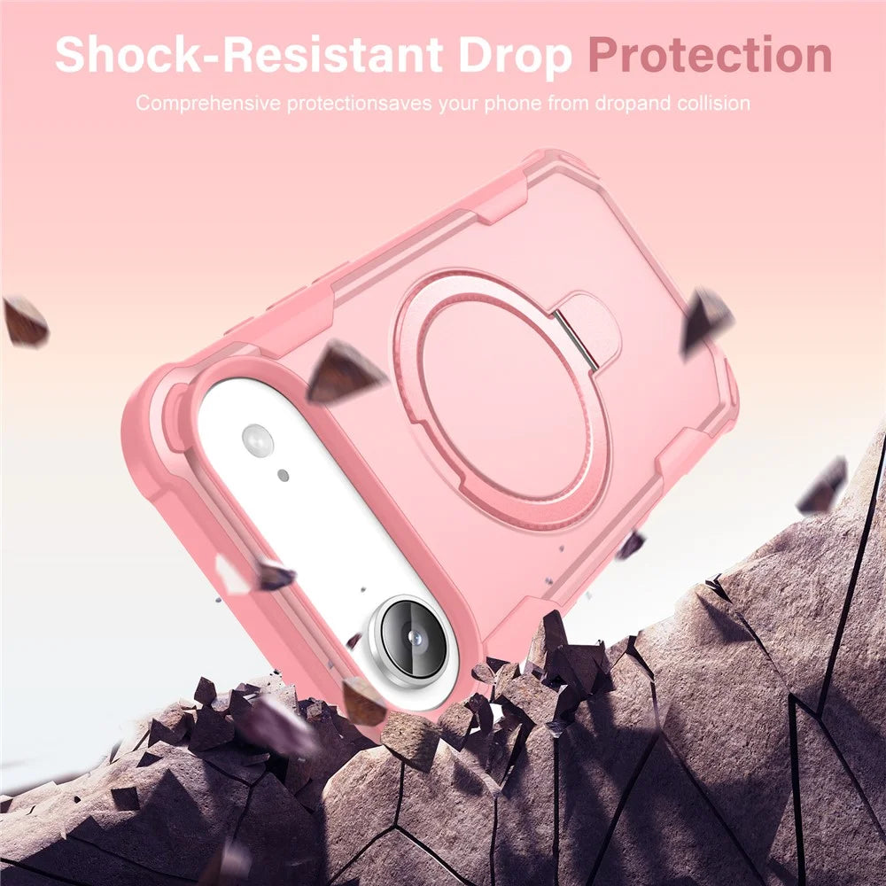 For iPhone Air Case Compatible with MagSafe Kickstand TPU + PC Shockproof Phone Back Cover - Pink - 2