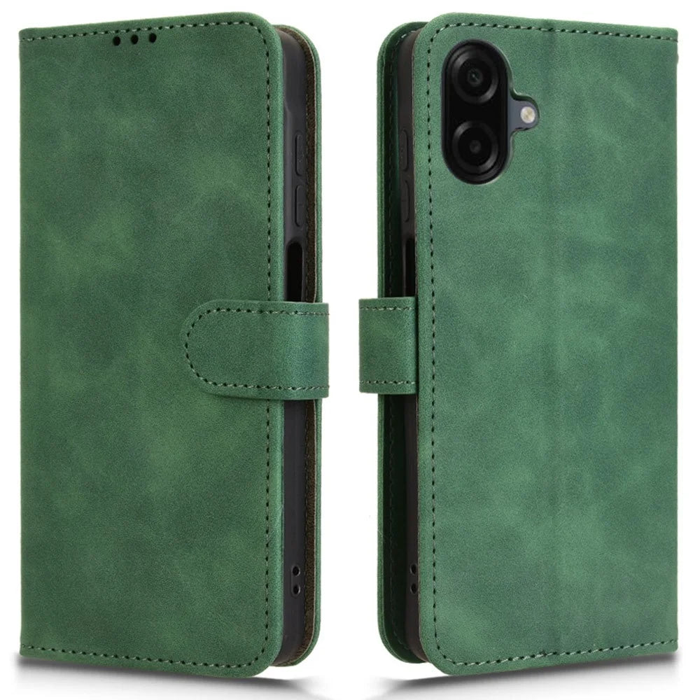 For Samsung Galaxy A08 5G / A08 4G / A07 5G / A07 4G Leather Case Skin Feel Anti Drop Wallet Flip Phone Cover - Green - 1