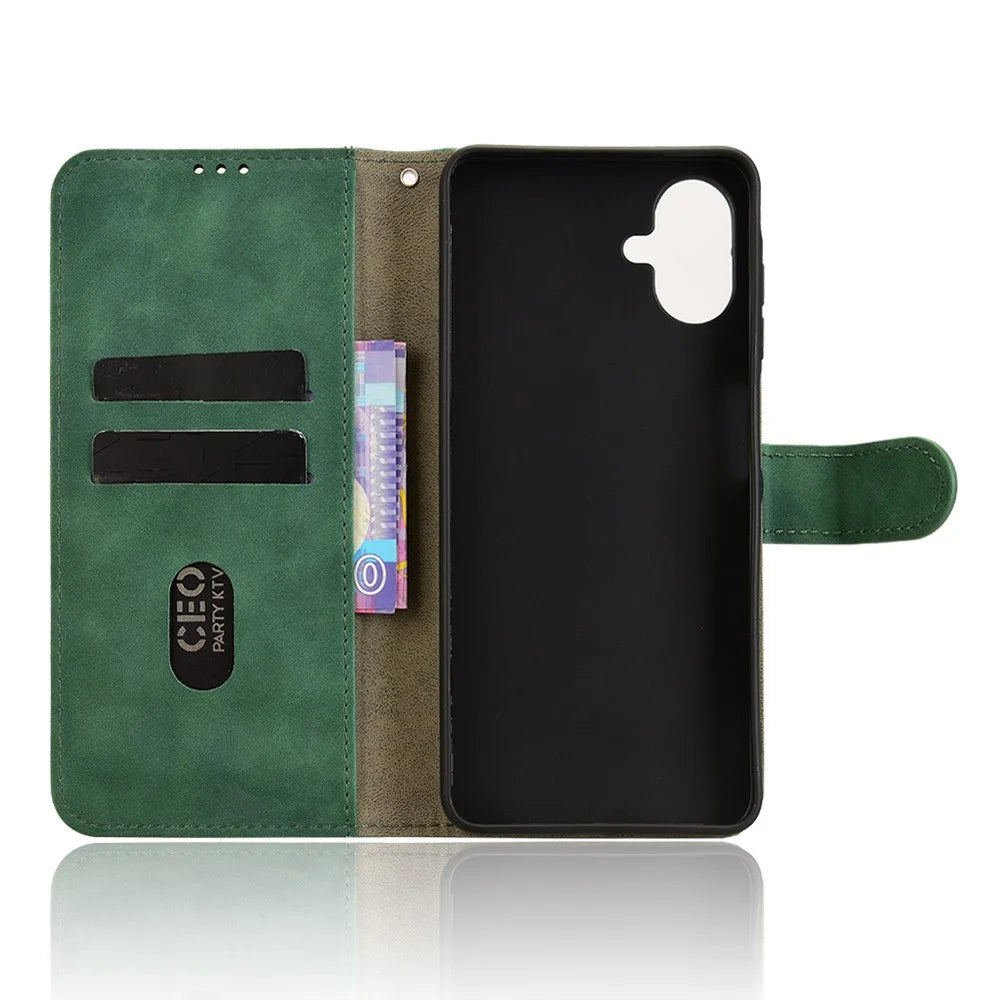 For Samsung Galaxy A08 5G / A08 4G / A07 5G / A07 4G Leather Case Skin Feel Anti Drop Wallet Flip Phone Cover - Green - 2