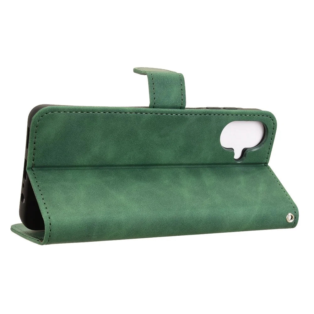 For Samsung Galaxy A08 5G / A08 4G / A07 5G / A07 4G Leather Case Skin Feel Anti Drop Wallet Flip Phone Cover - Green - 4