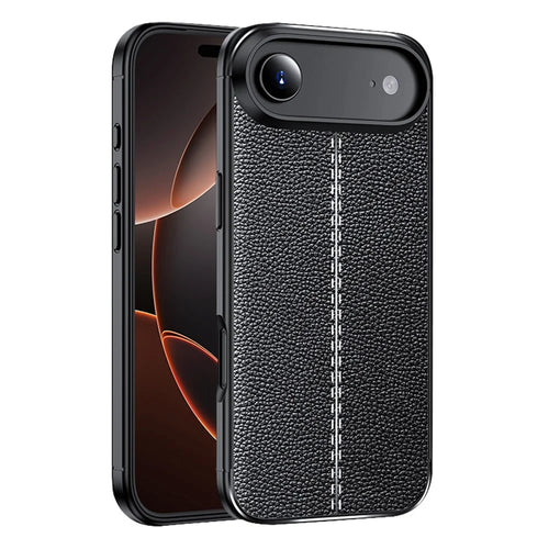 For iPhone Air Case Litchi Texture TPU Flexible Phone Cover - Black - 1