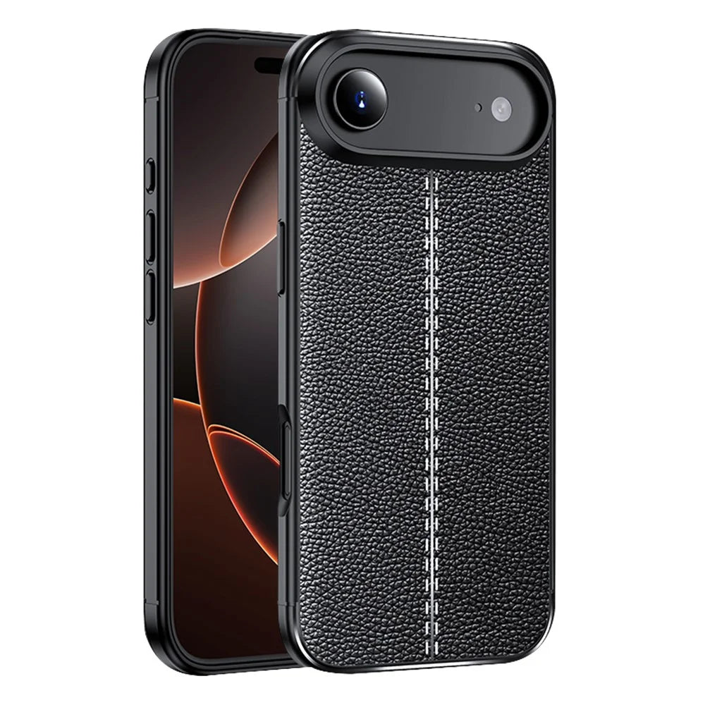 For iPhone Air Case Litchi Texture TPU Flexible Phone Cover - Black - 1