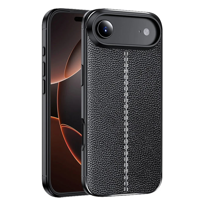 For iPhone Air Case Litchi Texture TPU Flexible Phone Cover - Black - 1