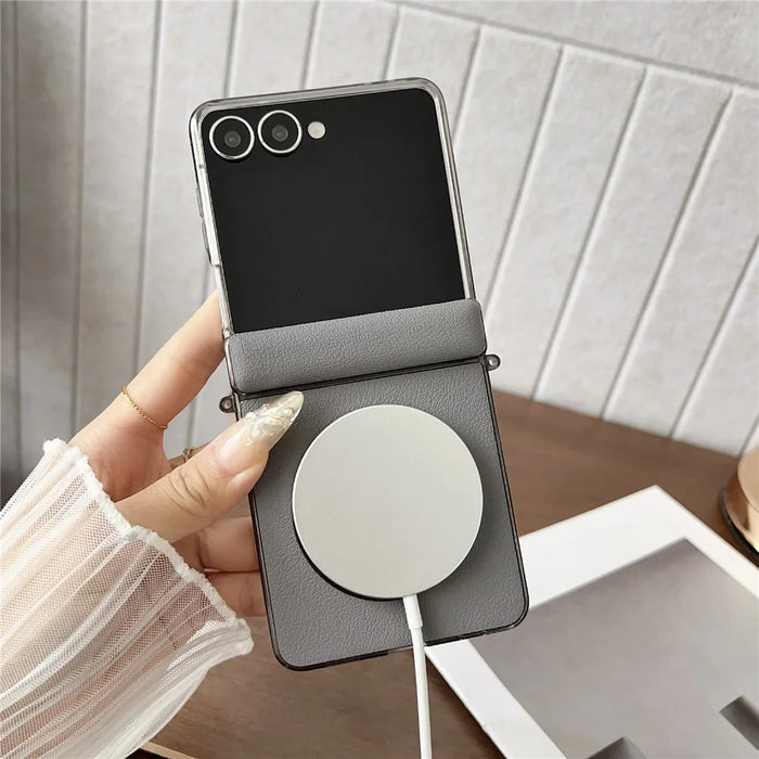 For Samsung Galaxy Z Flip7 5G Phone Magnetic Case Leather + PC Protective Cover - White - 7