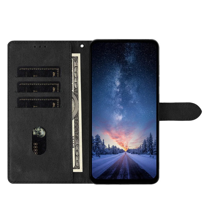 For Samsung Galaxy S24 FE Leather Case Solid Color Phone Wallet Cover - Black - 2