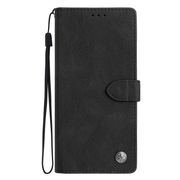 For Samsung Galaxy S24 FE Leather Case Solid Color Phone Wallet Cover - Black - 7