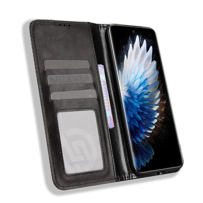 For TECNO Spark 40 Pro+ 4G Leather Case Wallet Stand Retro Texture Phone Cover - Black - 6