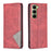 For Infinix Hot 60 Pro 4G Case Card Slots Geometry Imprint Leather Phone Cover - Red - 1