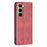 For Infinix Hot 60 Pro 4G Case Card Slots Geometry Imprint Leather Phone Cover - Red - 3