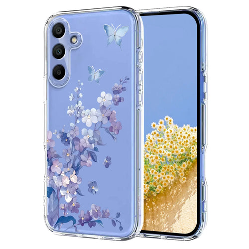 For Samsung Galaxy A16 4G / Galaxy A16 5G Case Butterfly Floral Pattern Printing TPU Phone Back Cover - Violets - 1