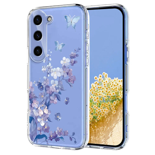 For Samsung Galaxy S24 Case Butterfly Floral Pattern Printing TPU Phone Back Cover - Violets - 1