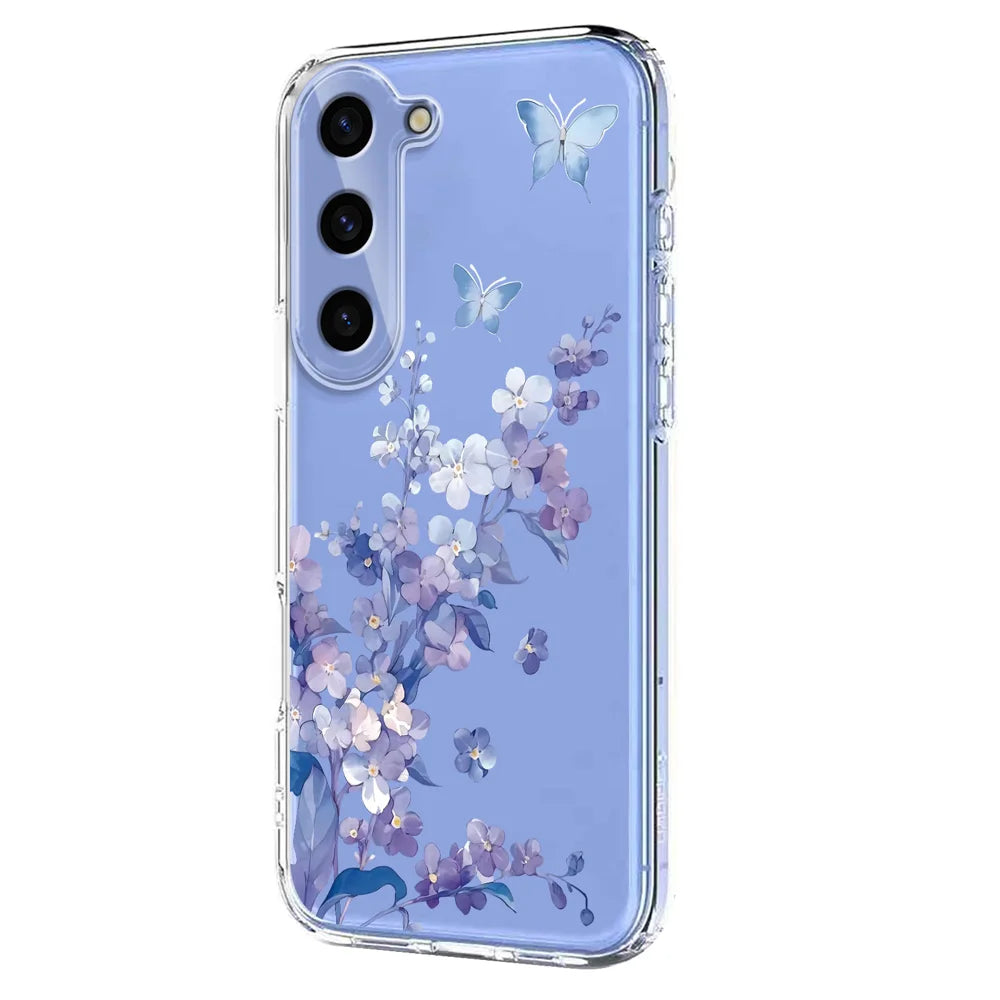 For Samsung Galaxy S24 Case Butterfly Floral Pattern Printing TPU Phone Back Cover - Violets - 2