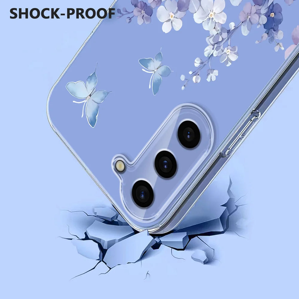 For Samsung Galaxy S24 Case Butterfly Floral Pattern Printing TPU Phone Back Cover - Violets - 3