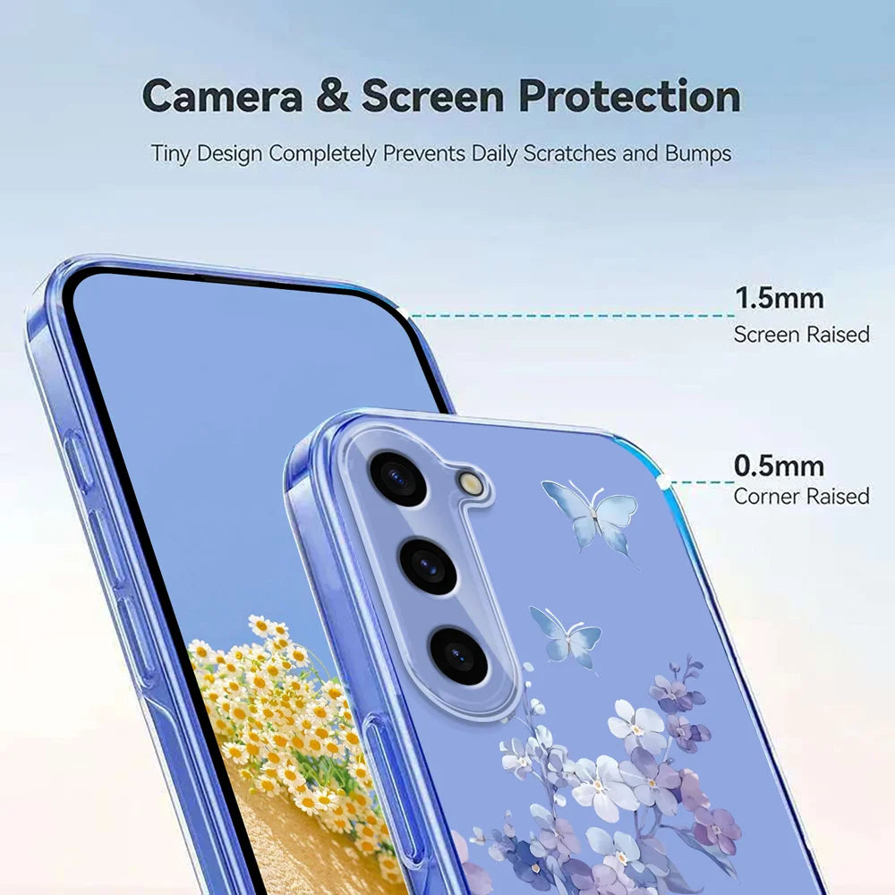 For Samsung Galaxy S24 Case Butterfly Floral Pattern Printing TPU Phone Back Cover - Violets - 4