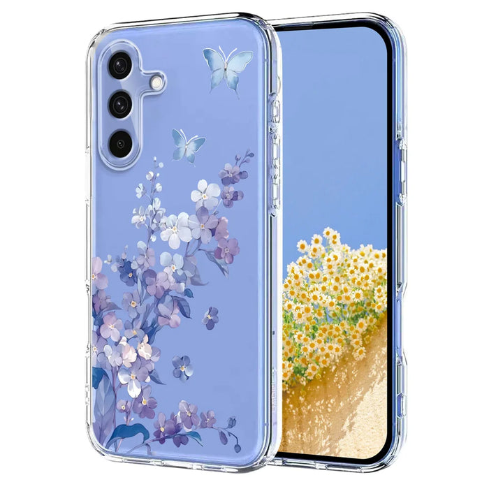 For Samsung Galaxy S25 FE Case Butterfly Floral Pattern Printing TPU Phone Back Cover - Violets - 1