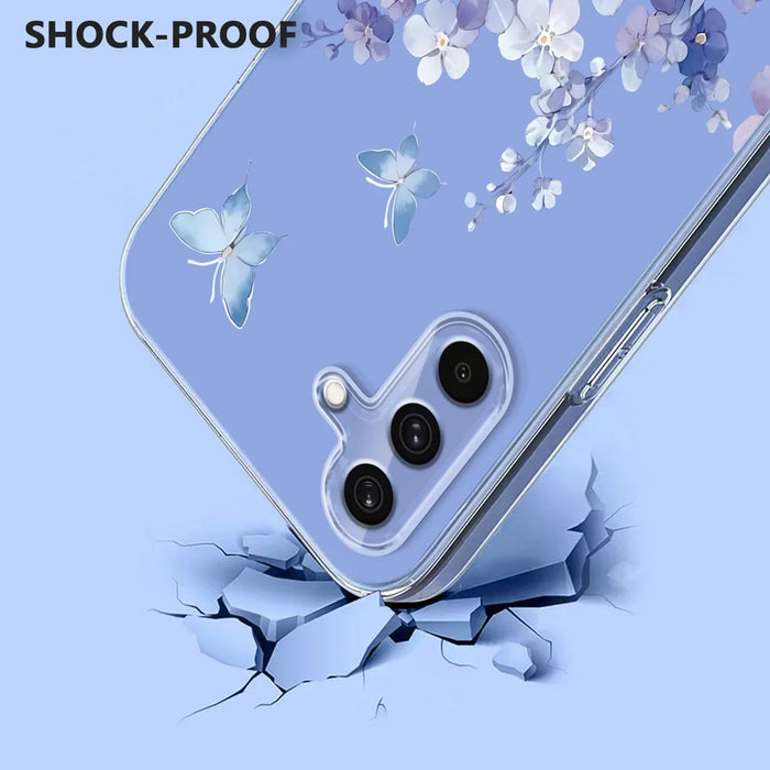 For Samsung Galaxy S25 FE Case Butterfly Floral Pattern Printing TPU Phone Back Cover - Violets - 3
