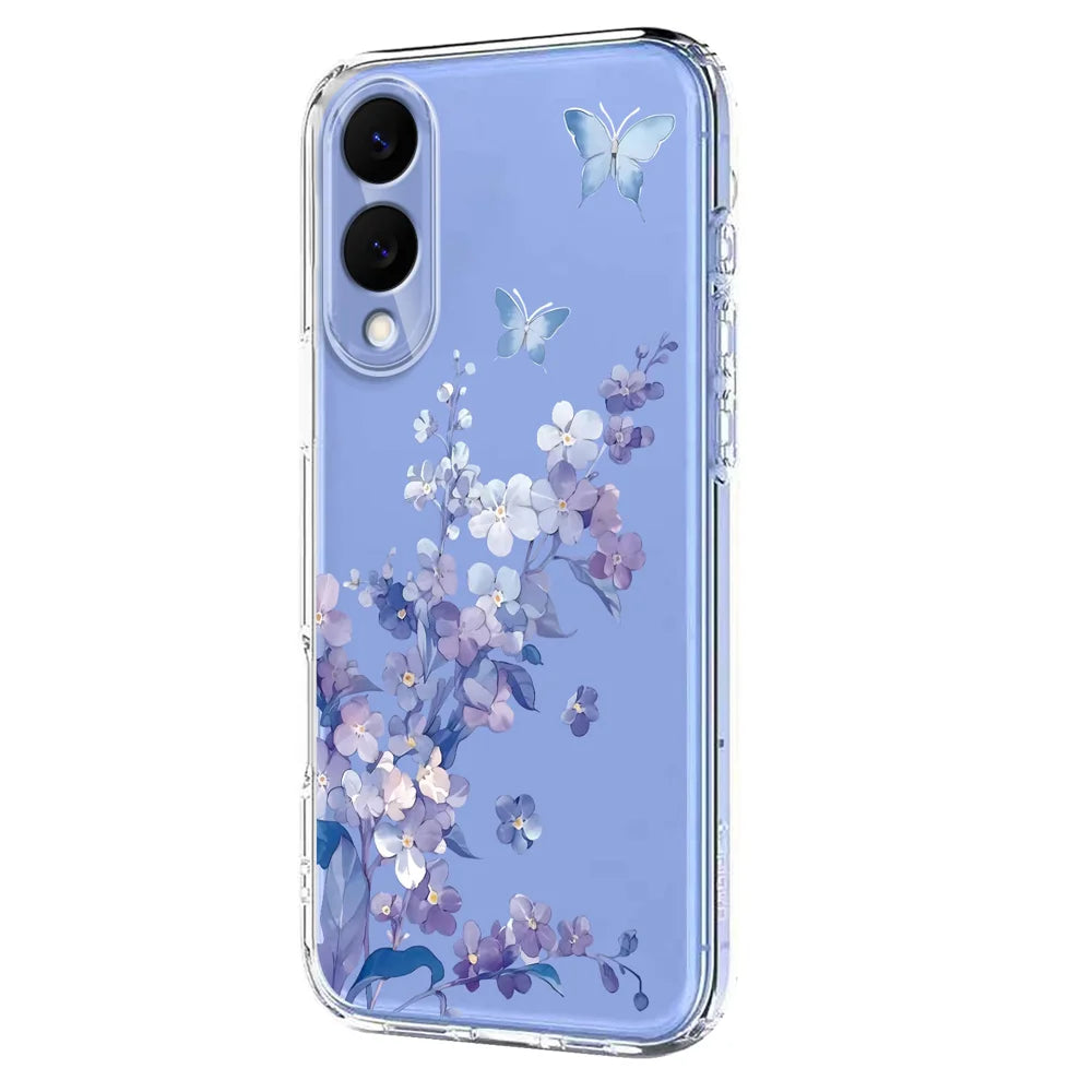 For Samsung Galaxy S25 Edge Case Butterfly Floral Pattern Printing TPU Phone Back Cover - Violets - 2