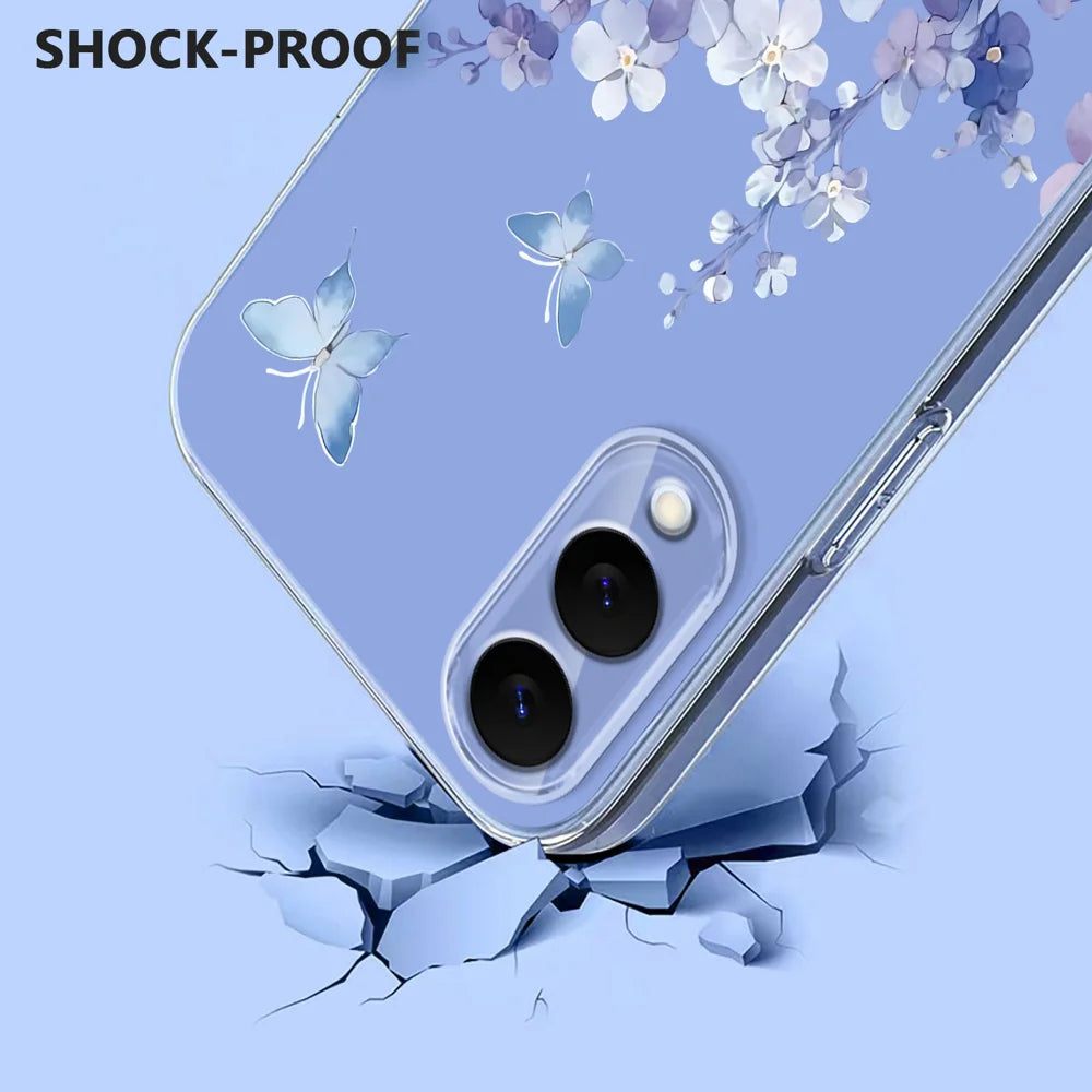 For Samsung Galaxy S25 Edge Case Butterfly Floral Pattern Printing TPU Phone Back Cover - Violets - 3