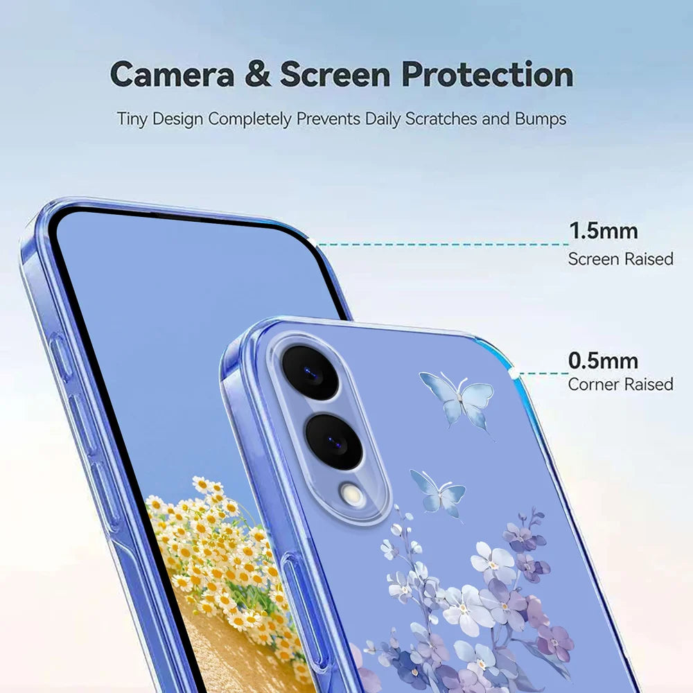 For Samsung Galaxy S25 Edge Case Butterfly Floral Pattern Printing TPU Phone Back Cover - Violets - 4
